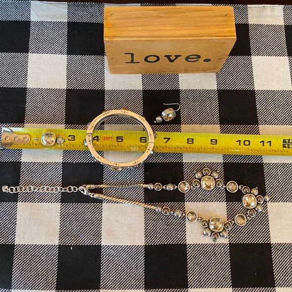 Brighton SELENE Champagne Neutral Crystal Pearl Necklace Bracelet Earrings set - Picture 11 of 16